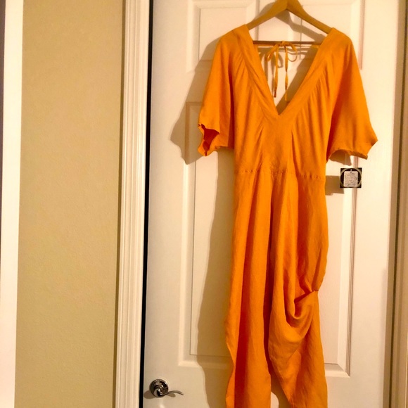 FREE PEOPLE Linen Jumper Sunkiss Orange - Picture 1 of 6